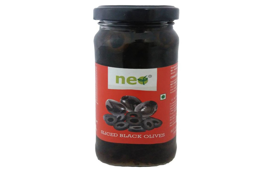 Neo Sliced Black Olives    Glass Jar  220 grams